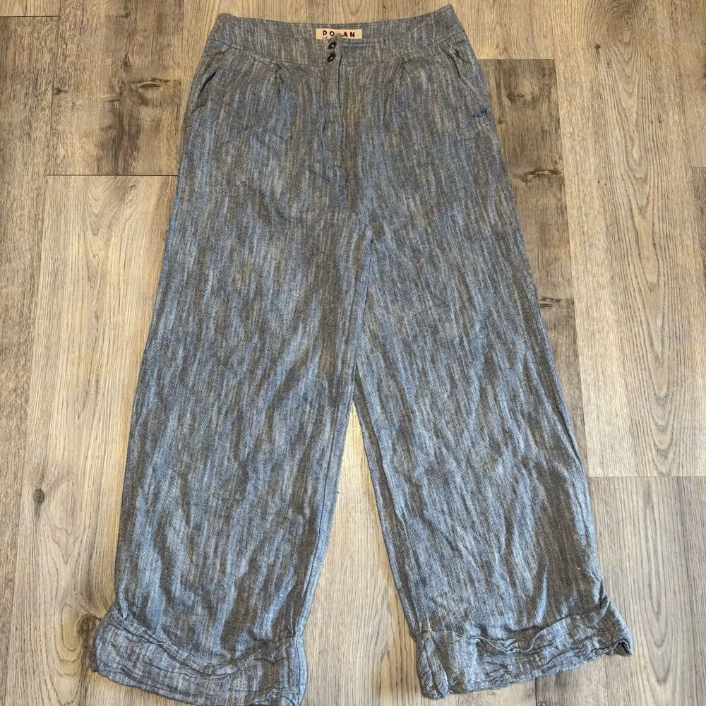 Anthropologie Dolan Left Coast Chambray Wide Leg Cuffed Pants Size S